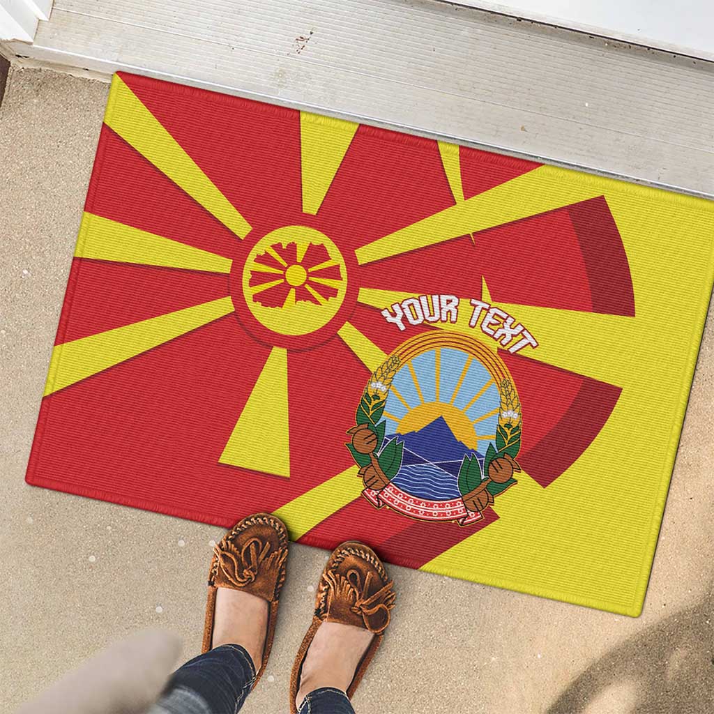 Macedonia National Day Rubber Doormat Makedonija Flag Curves Style