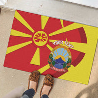 Macedonia National Day Rubber Doormat Makedonija Flag Curves Style