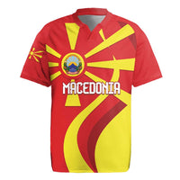 Macedonia National Day Rugby Jersey Makedonija Flag Curves Style