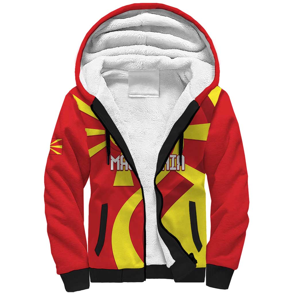 Macedonia National Day Sherpa Hoodie Makedonija Flag Curves Style