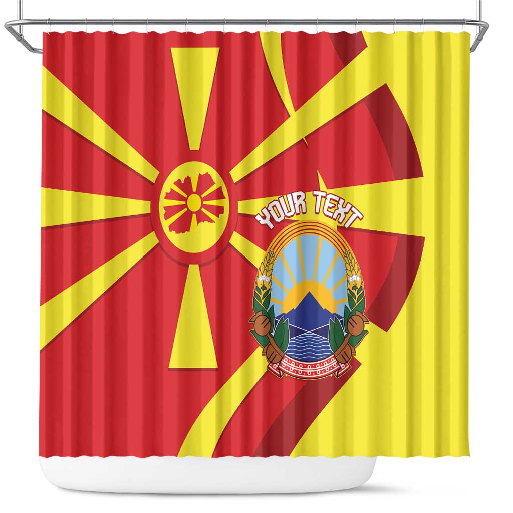 Macedonia National Day Shower Curtain Makedonija Flag Curves Style