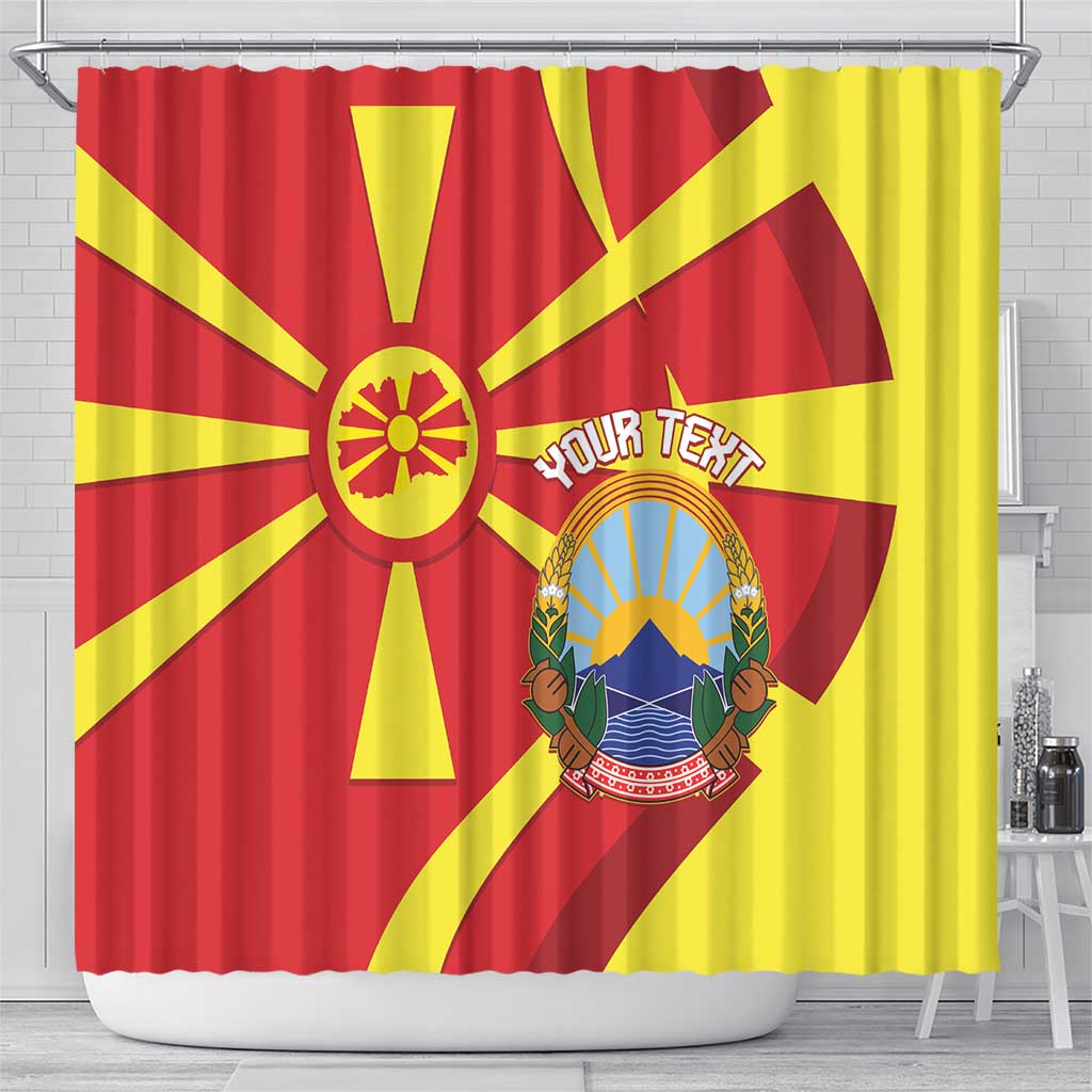 Macedonia National Day Shower Curtain Makedonija Flag Curves Style