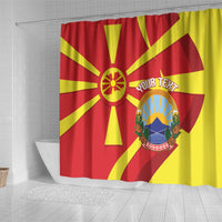 Macedonia National Day Shower Curtain Makedonija Flag Curves Style