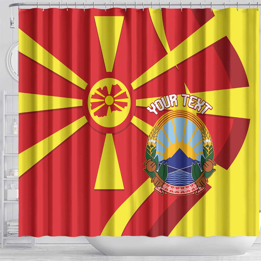 Macedonia National Day Shower Curtain Makedonija Flag Curves Style