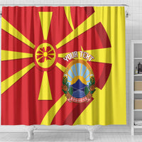 Macedonia National Day Shower Curtain Makedonija Flag Curves Style