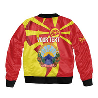 Macedonia National Day Sleeve Zip Bomber Jacket Makedonija Flag Curves Style