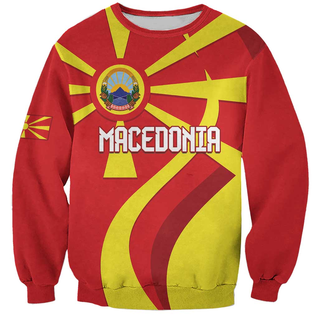 Macedonia National Day Sweatshirt Makedonija Flag Curves Style