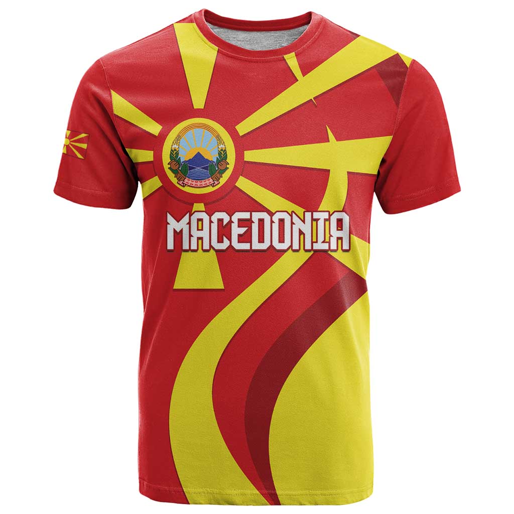 Macedonia National Day T Shirt Makedonija Flag Curves Style