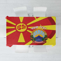 Macedonia National Day Tablecloth Makedonija Flag Curves Style