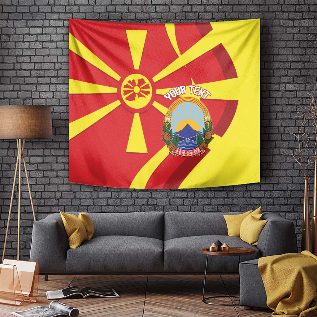 Macedonia National Day Tapestry Makedonija Flag Curves Style