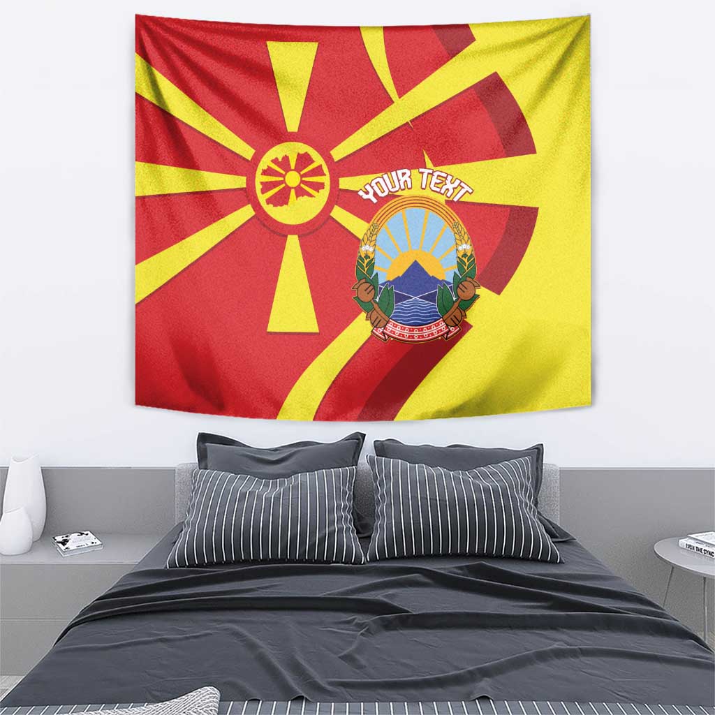 Macedonia National Day Tapestry Makedonija Flag Curves Style