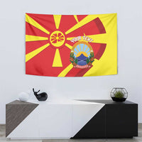 Macedonia National Day Tapestry Makedonija Flag Curves Style
