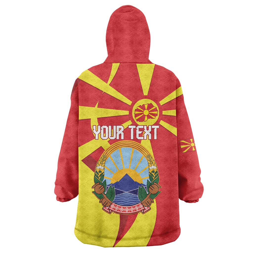 Macedonia National Day Wearable Blanket Hoodie Makedonija Flag Curves Style