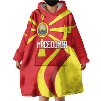 Macedonia National Day Wearable Blanket Hoodie Makedonija Flag Curves Style