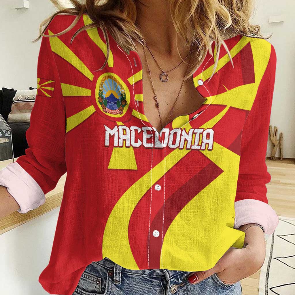 Macedonia National Day Women Casual Shirt Makedonija Flag Curves Style