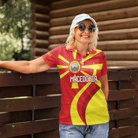Macedonia National Day Women Polo Shirt Makedonija Flag Curves Style
