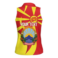 Macedonia National Day Women Sleeveless Polo Shirt Makedonija Flag Curves Style