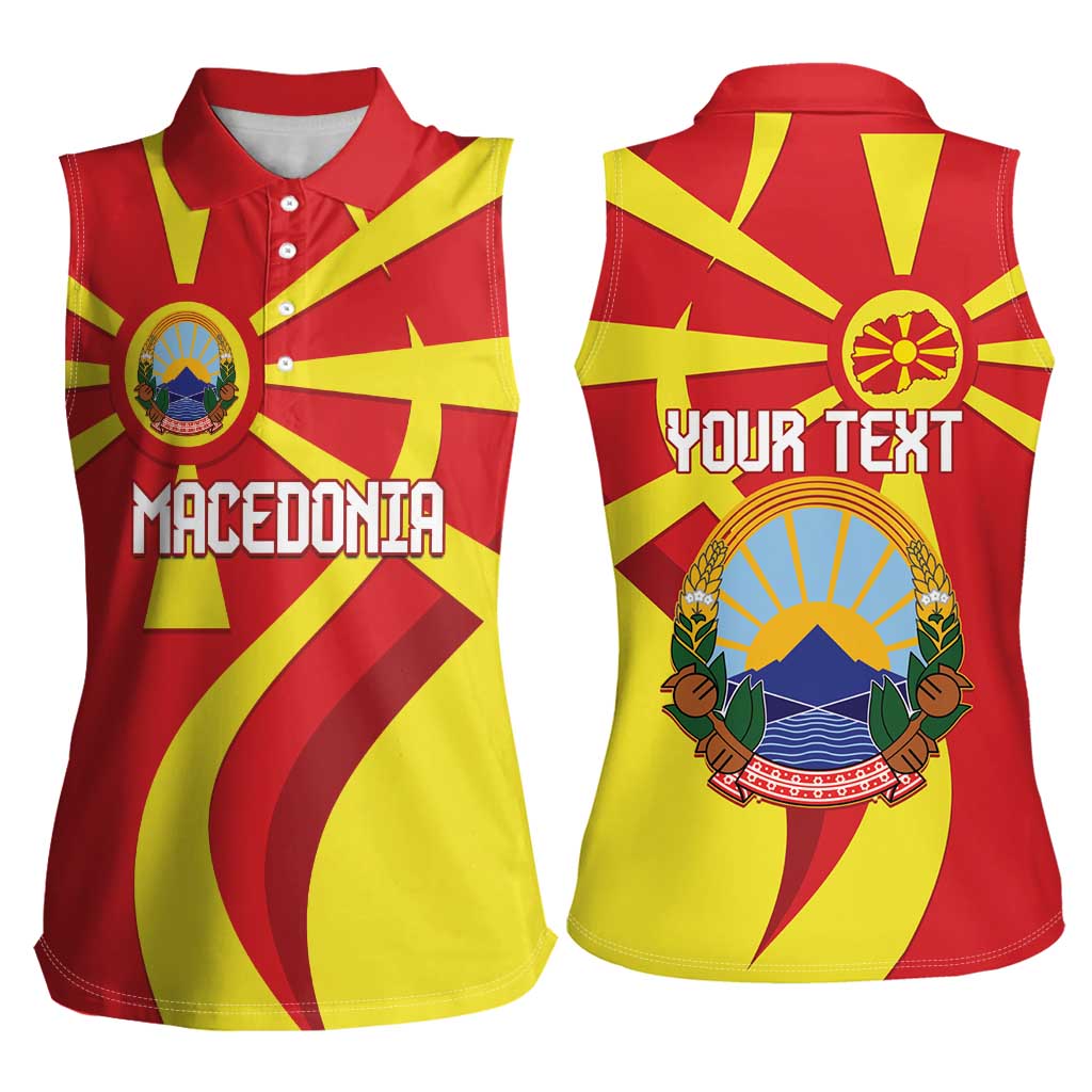 Macedonia National Day Women Sleeveless Polo Shirt Makedonija Flag Curves Style