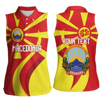 Macedonia National Day Women Sleeveless Polo Shirt Makedonija Flag Curves Style