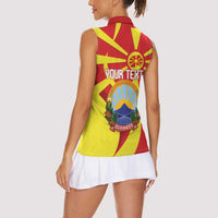 Macedonia National Day Women Sleeveless Polo Shirt Makedonija Flag Curves Style