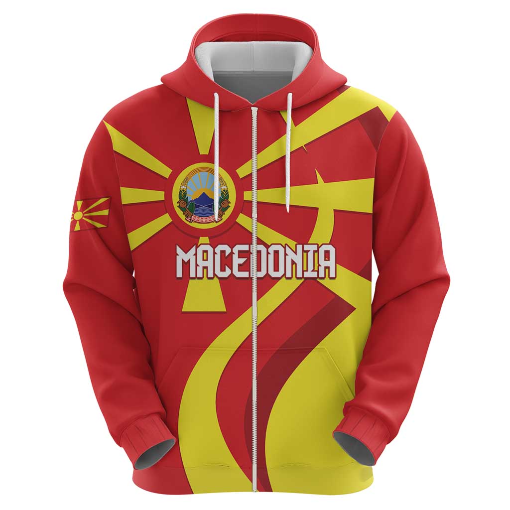 Macedonia National Day Zip Hoodie Makedonija Flag Curves Style