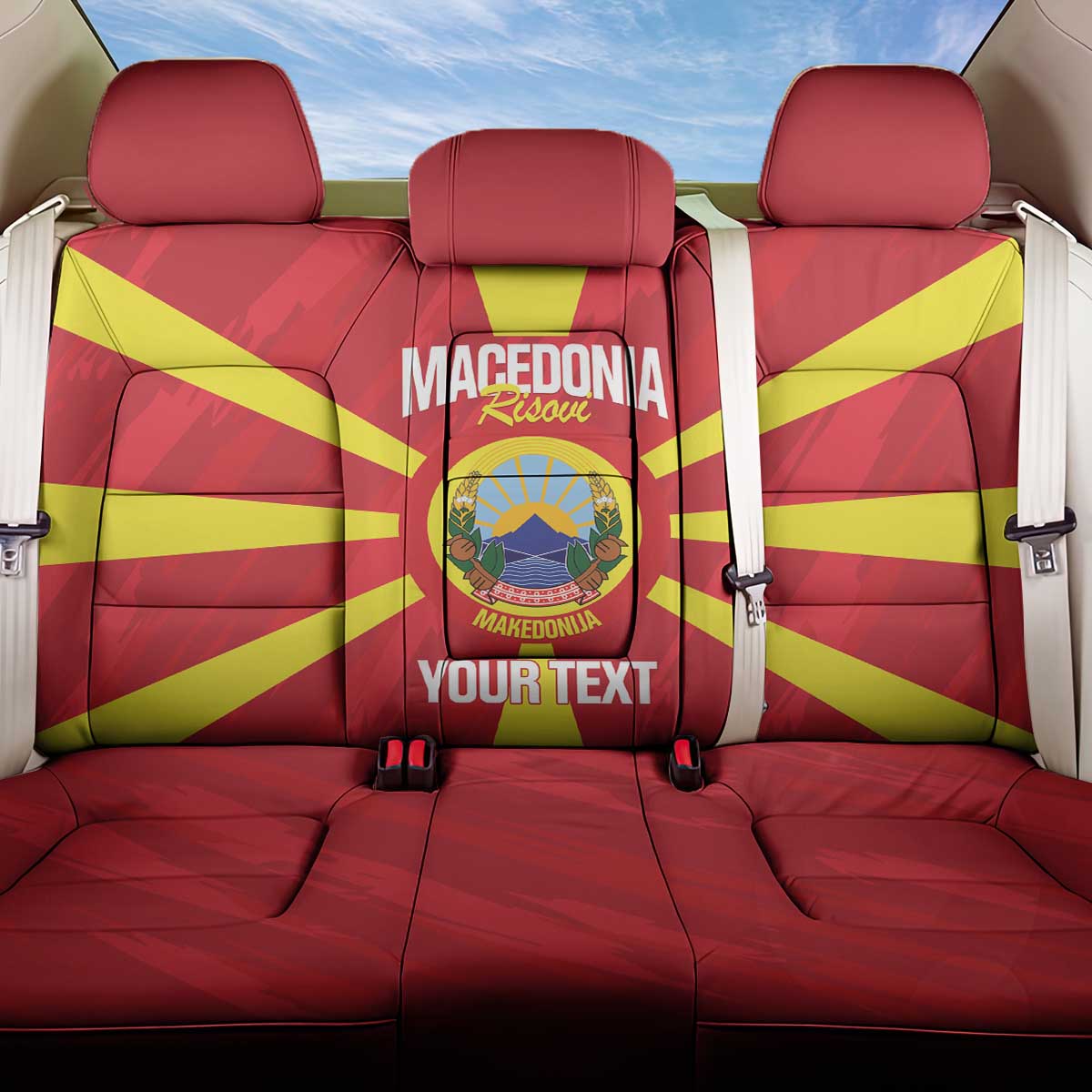 Custom Macedonia Football Back Car Seat Cover Risovi Napred Makedonija