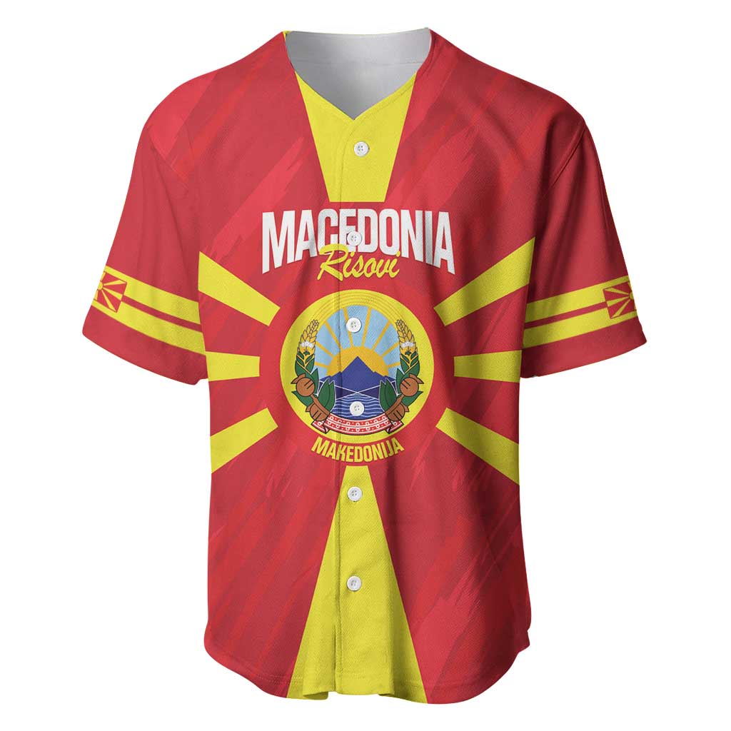 Custom Macedonia Football Baseball Jersey Risovi Napred Makedonija