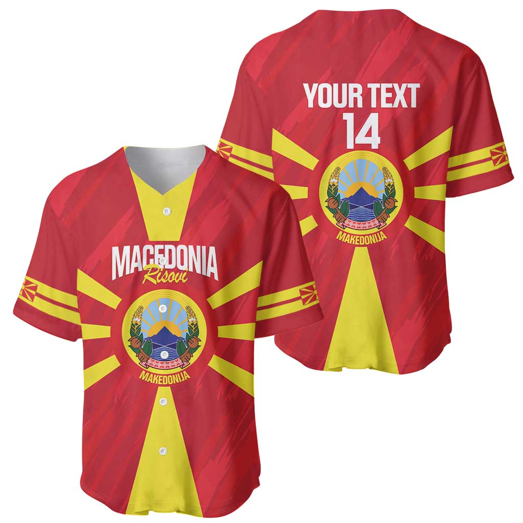 Custom Macedonia Football Baseball Jersey Risovi Napred Makedonija
