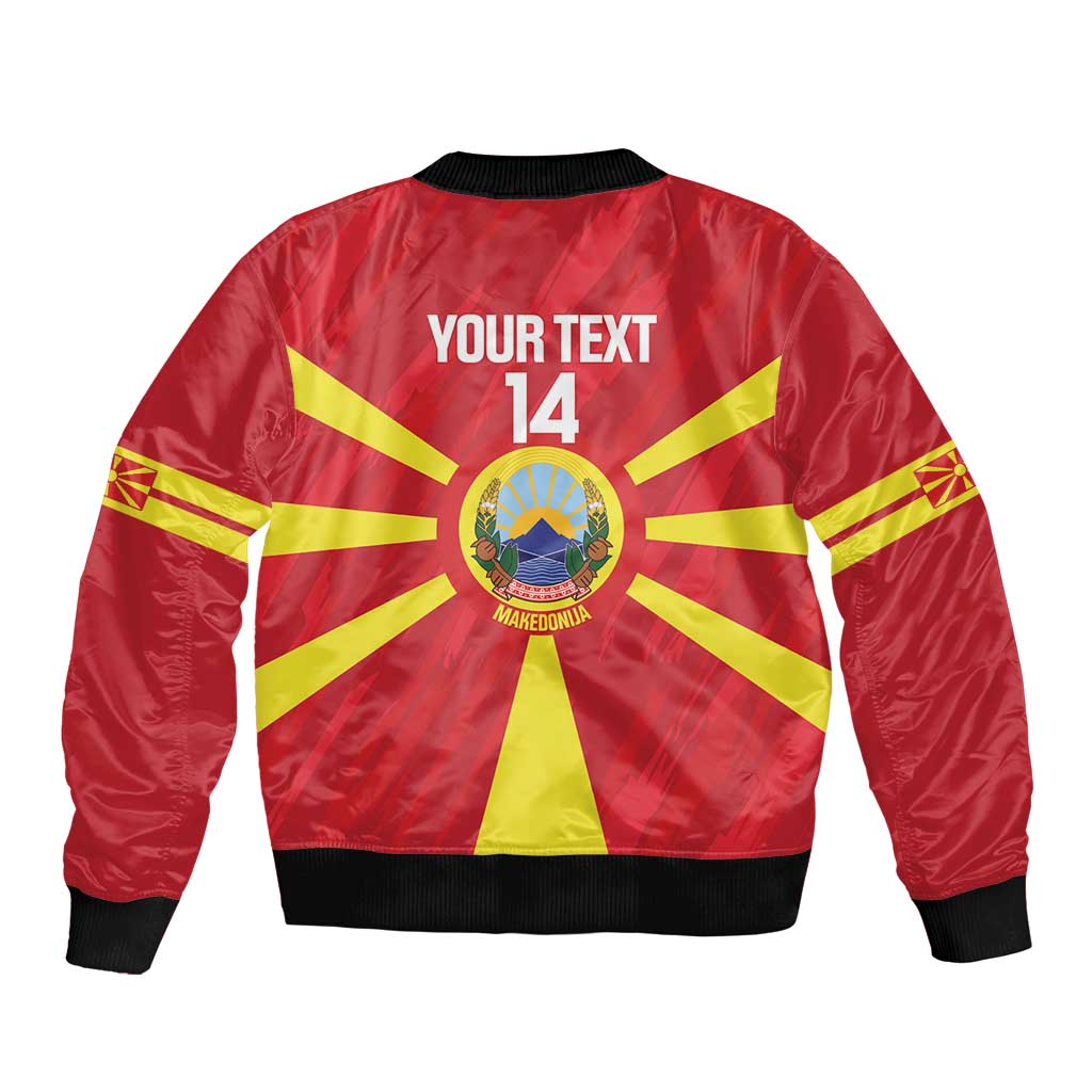 Custom Macedonia Football Bomber Jacket Risovi Napred Makedonija