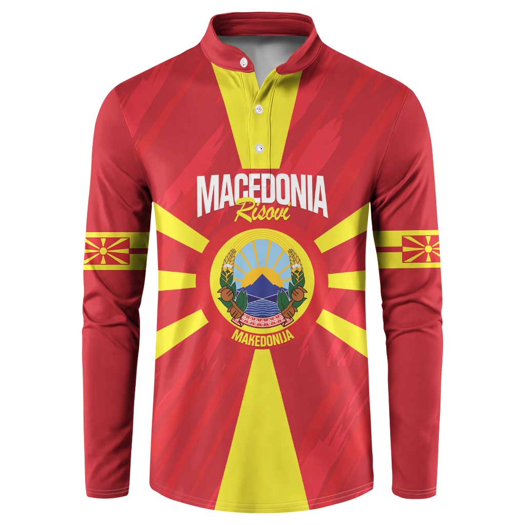 Custom Macedonia Football Button Sweatshirt Risovi Napred Makedonija