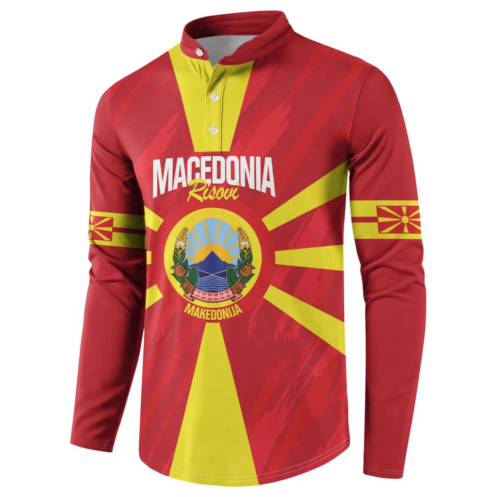 Custom Macedonia Football Button Sweatshirt Risovi Napred Makedonija