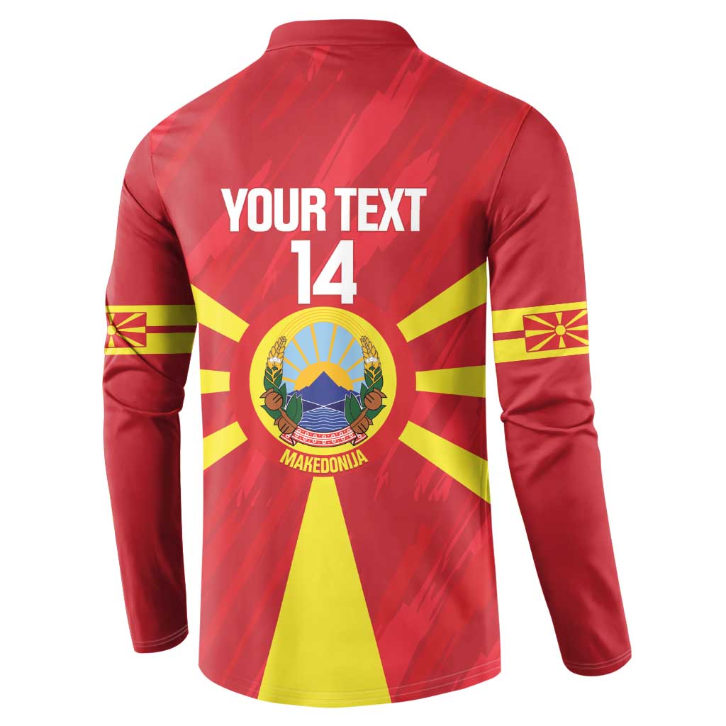 Custom Macedonia Football Button Sweatshirt Risovi Napred Makedonija