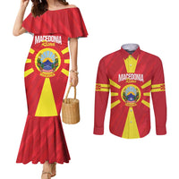 Custom Macedonia Football Couples Matching Mermaid Dress and Long Sleeve Button Shirt Risovi Napred Makedonija