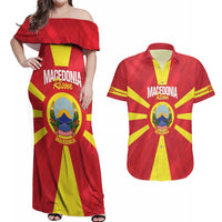 Custom Macedonia Football Couples Matching Off Shoulder Maxi Dress and Hawaiian Shirt Risovi Napred Makedonija