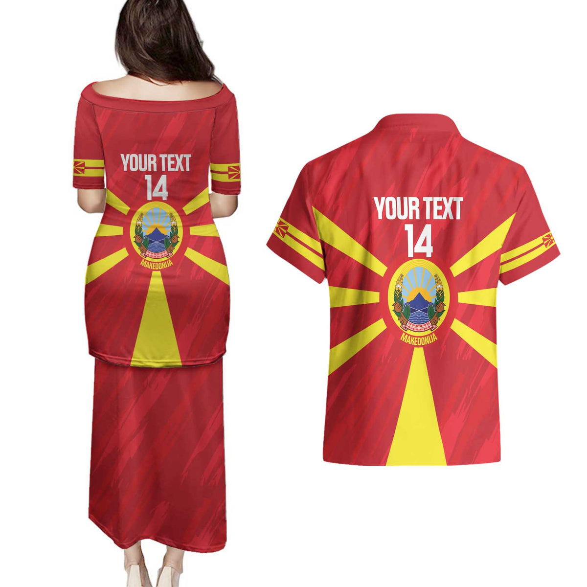Custom Macedonia Football Couples Matching Puletasi and Hawaiian Shirt Risovi Napred Makedonija