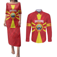 Custom Macedonia Football Couples Matching Puletasi and Long Sleeve Button Shirt Risovi Napred Makedonija