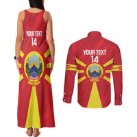 Custom Macedonia Football Couples Matching Tank Maxi Dress and Long Sleeve Button Shirt Risovi Napred Makedonija