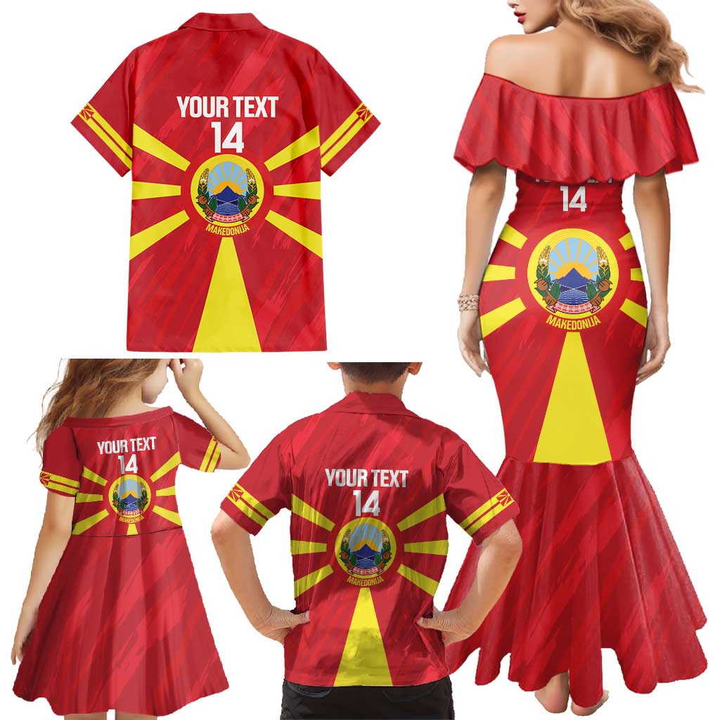 Custom Macedonia Football Family Matching Mermaid Dress and Hawaiian Shirt Risovi Napred Makedonija