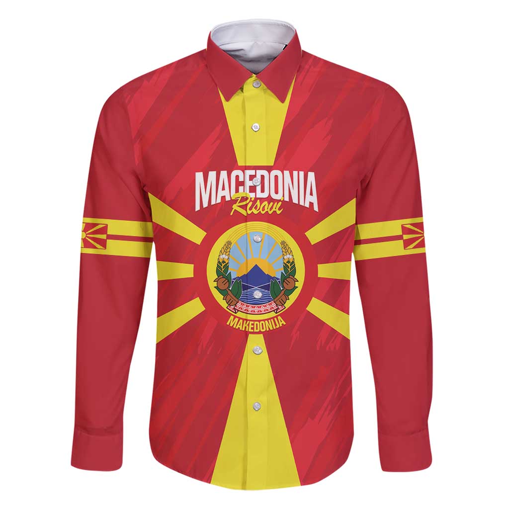 Custom Macedonia Football Family Matching Off Shoulder Maxi Dress and Hawaiian Shirt Risovi Napred Makedonija