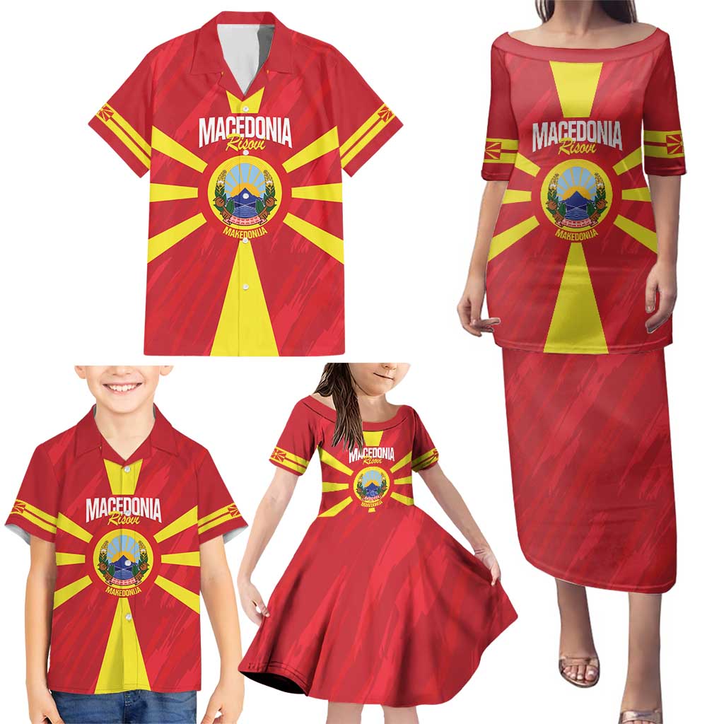 Custom Macedonia Football Family Matching Puletasi and Hawaiian Shirt Risovi Napred Makedonija