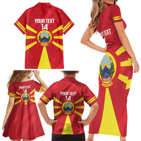Custom Macedonia Football Family Matching Short Sleeve Bodycon Dress and Hawaiian Shirt Risovi Napred Makedonija