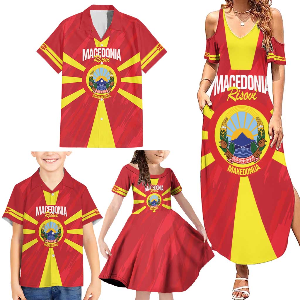 Custom Macedonia Football Family Matching Summer Maxi Dress and Hawaiian Shirt Risovi Napred Makedonija