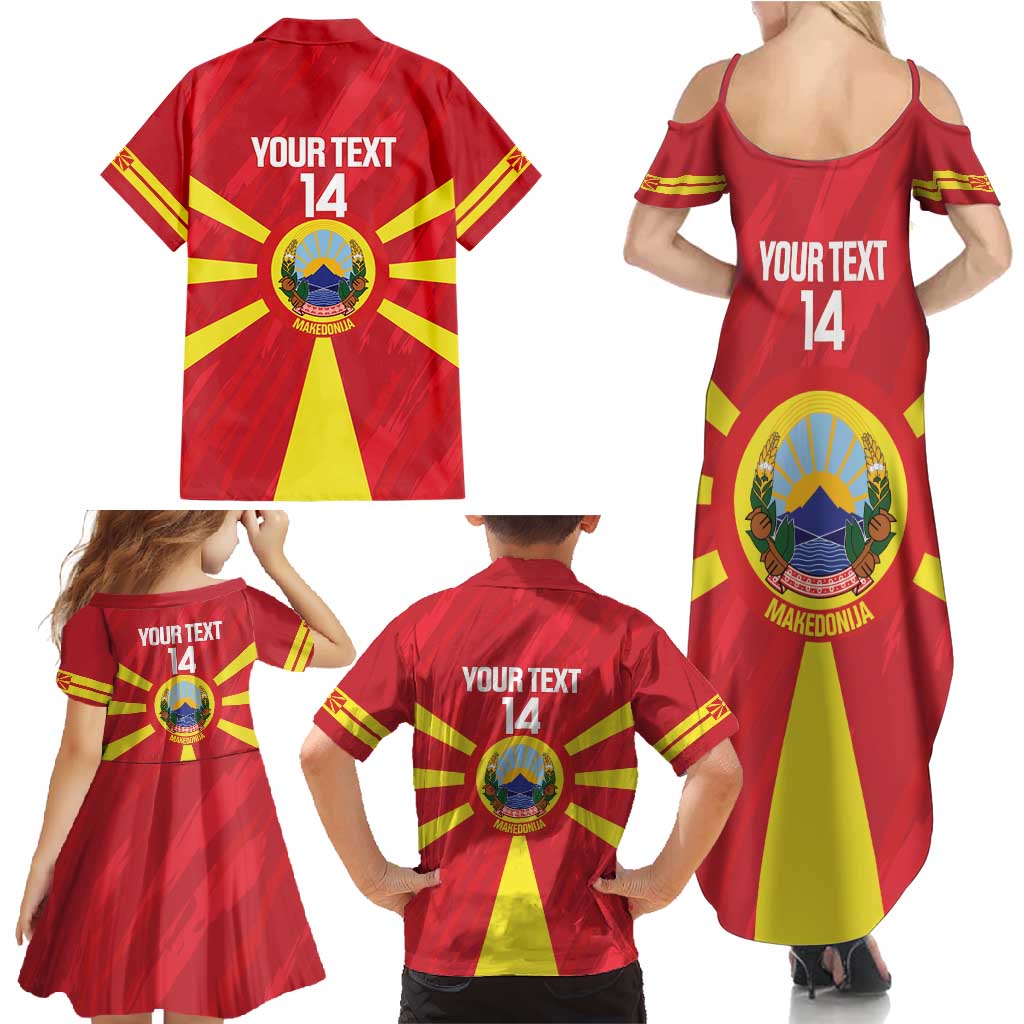 Custom Macedonia Football Family Matching Summer Maxi Dress and Hawaiian Shirt Risovi Napred Makedonija