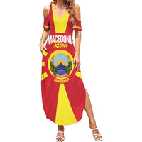 Custom Macedonia Football Family Matching Summer Maxi Dress and Hawaiian Shirt Risovi Napred Makedonija