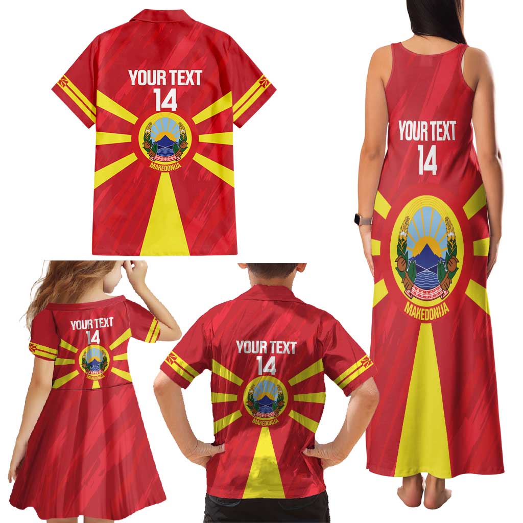 Custom Macedonia Football Family Matching Tank Maxi Dress and Hawaiian Shirt Risovi Napred Makedonija