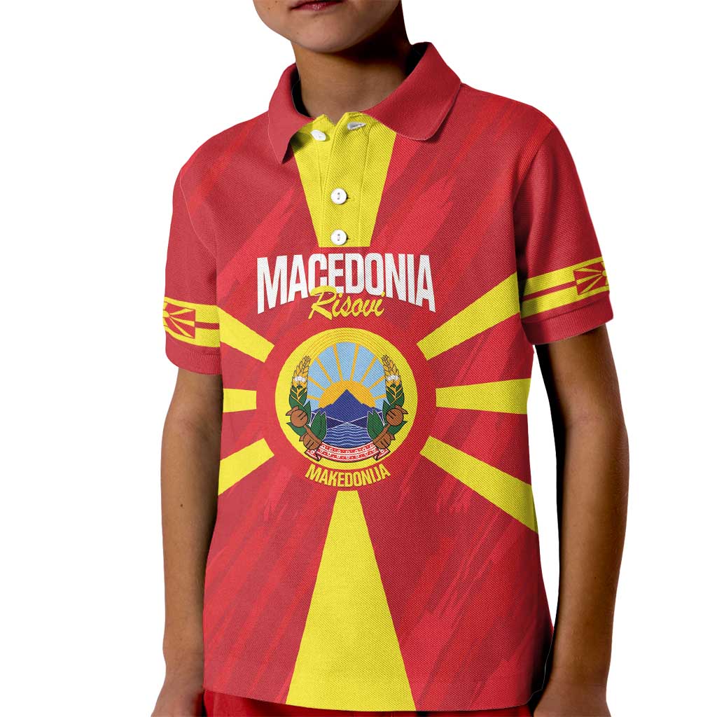 Custom Macedonia Football Kid Polo Shirt Risovi Napred Makedonija