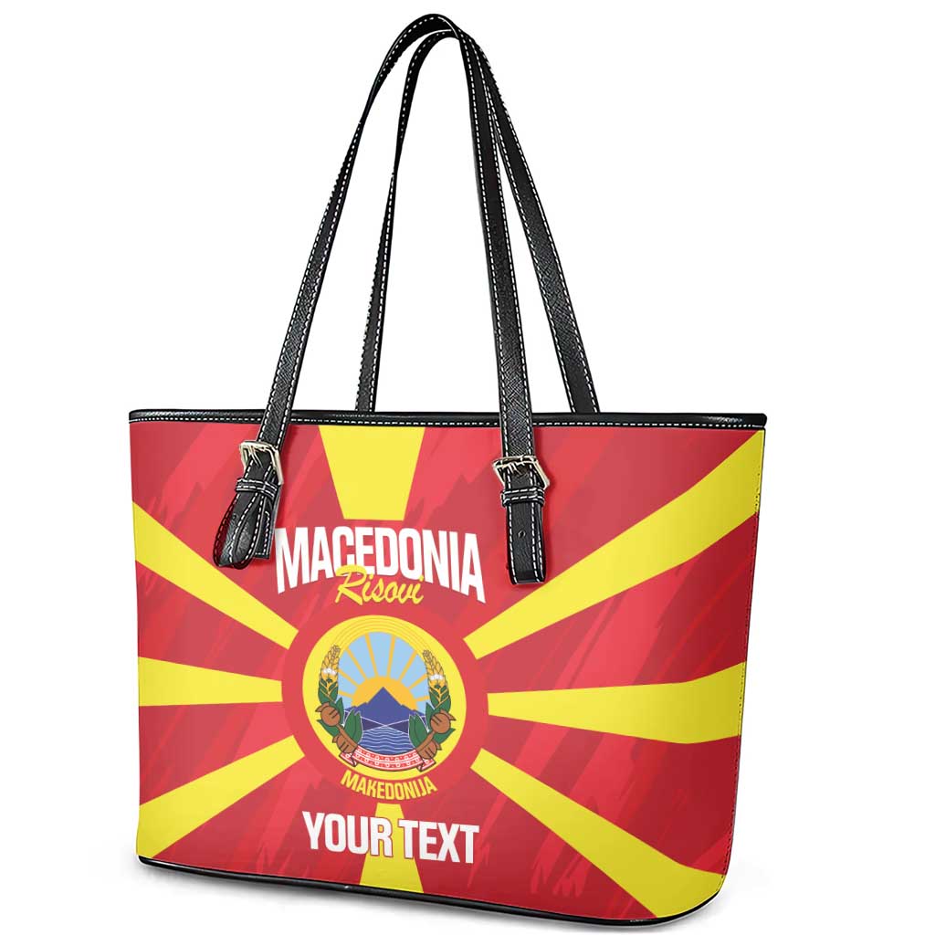 Custom Macedonia Football Leather Tote Bag Risovi Napred Makedonija