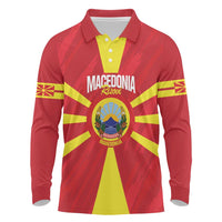 Custom Macedonia Football Long Sleeve Polo Shirt Risovi Napred Makedonija