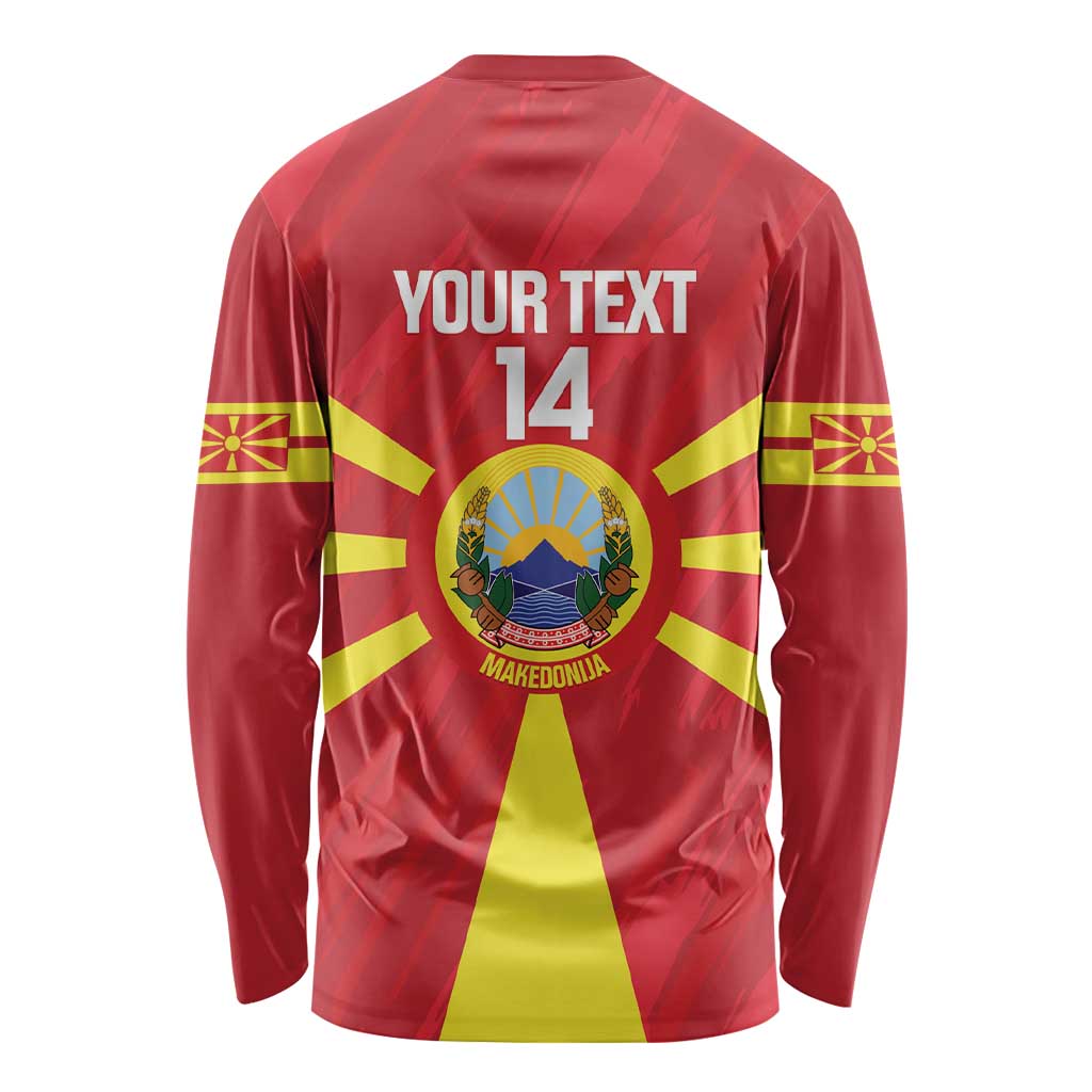Custom Macedonia Football Long Sleeve Shirt Risovi Napred Makedonija