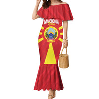 Custom Macedonia Football Mermaid Dress Risovi Napred Makedonija